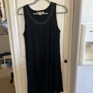 C & C Black Black Swing Dress with colorful neck detailing. Size Medium